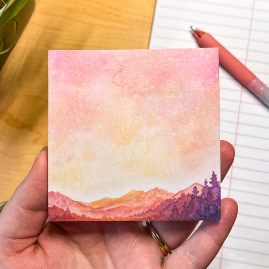 Sunset Mountains Sticky-Notes, 3”x3” Pad with 50 Sheets
