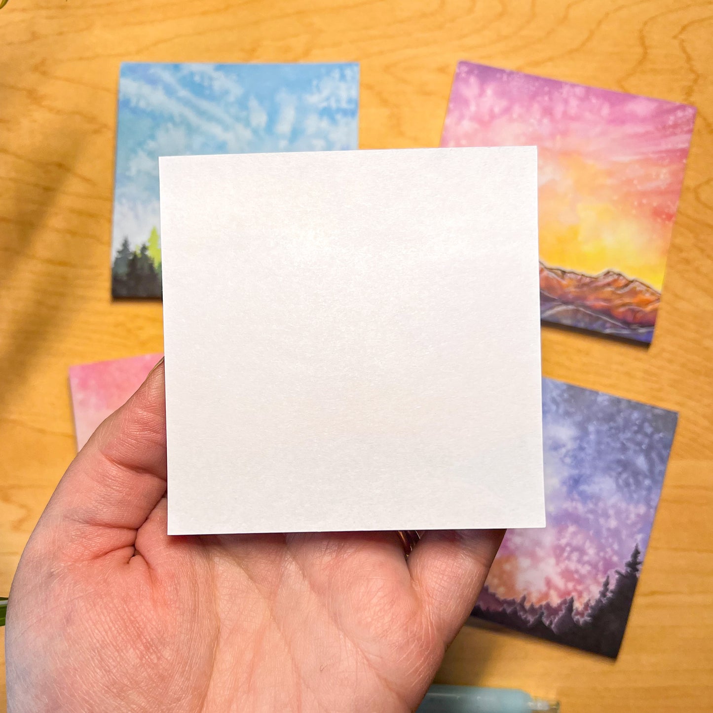 Watercolor Galaxy Sticky-Notes, 3”x3” Pad with 50 Sheets