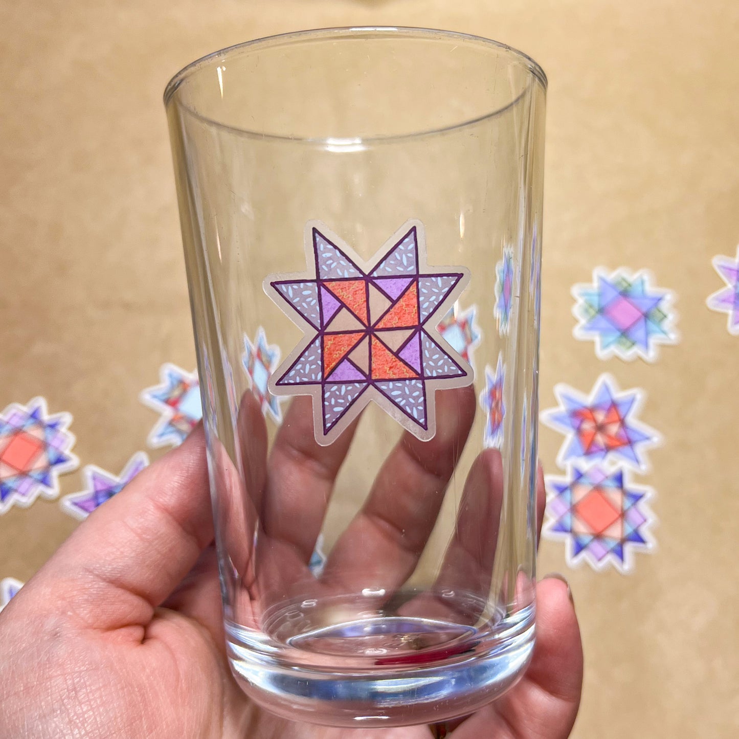 Set of 5 Quilt Block Stickers Vol. 2, 1.5" Matte Holographic Die-Cut Vinyl, Waterproof