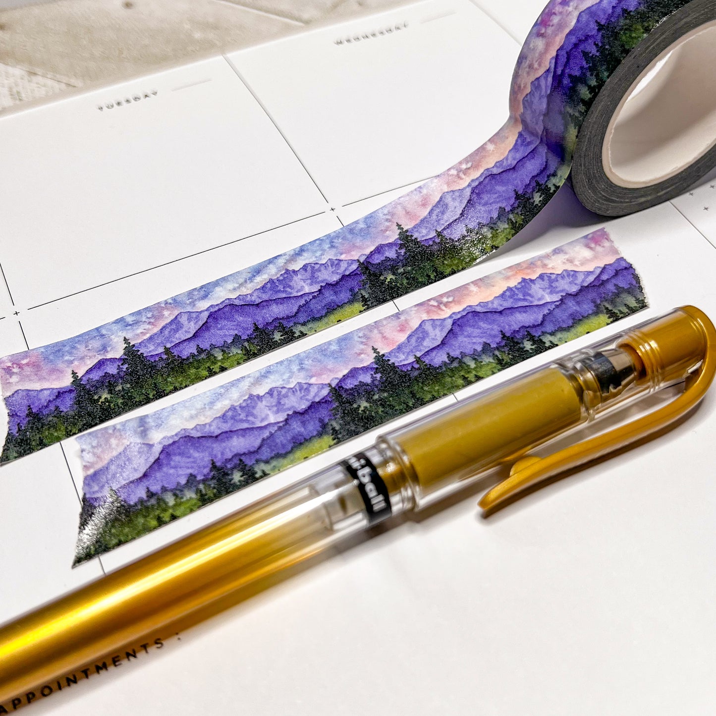 Washi Tape Sample Set 2, Landscape and Nature Designs, Four 24” Samples