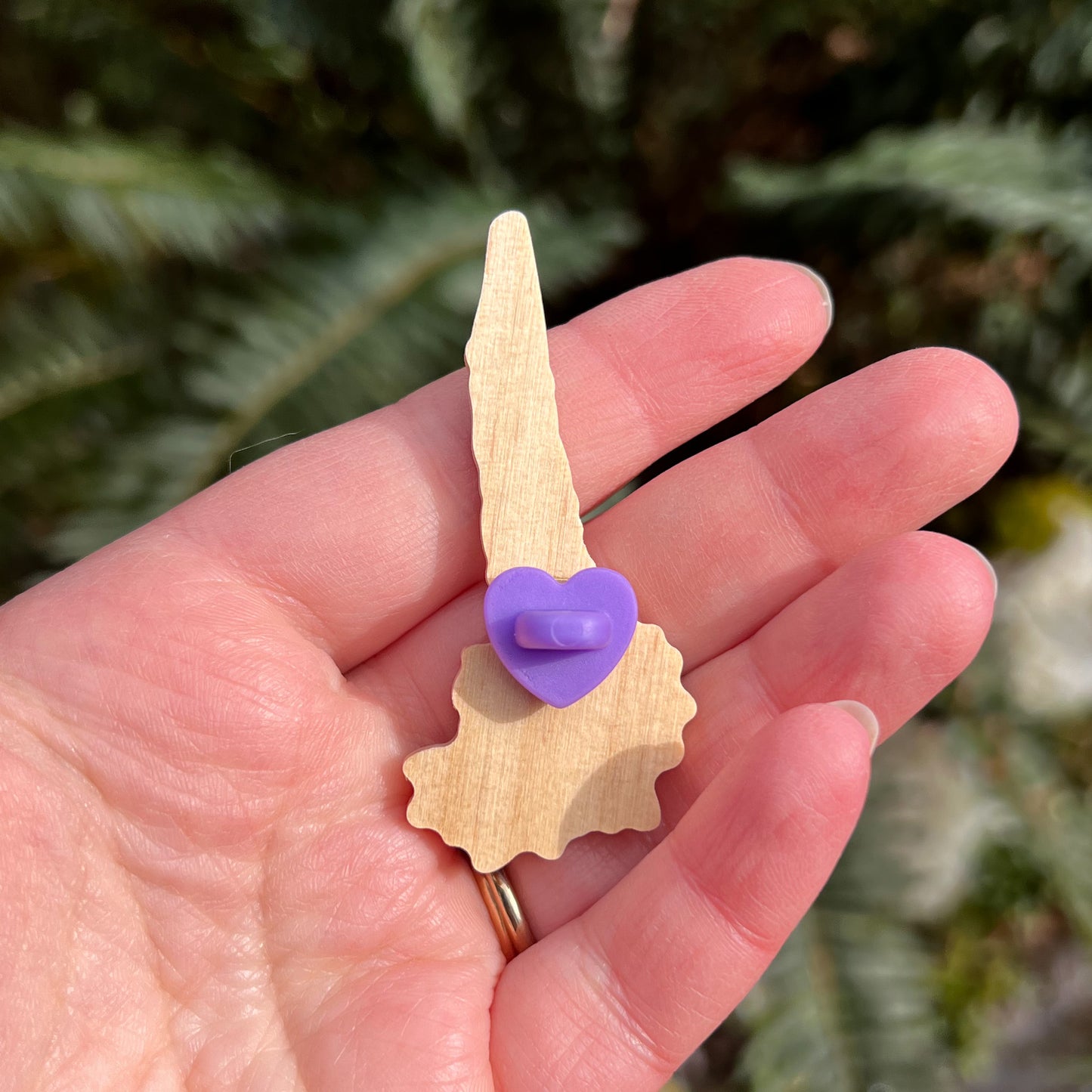 Lupine Flower, Real Pine Wood 1.5” Pin with Rubber Clutch