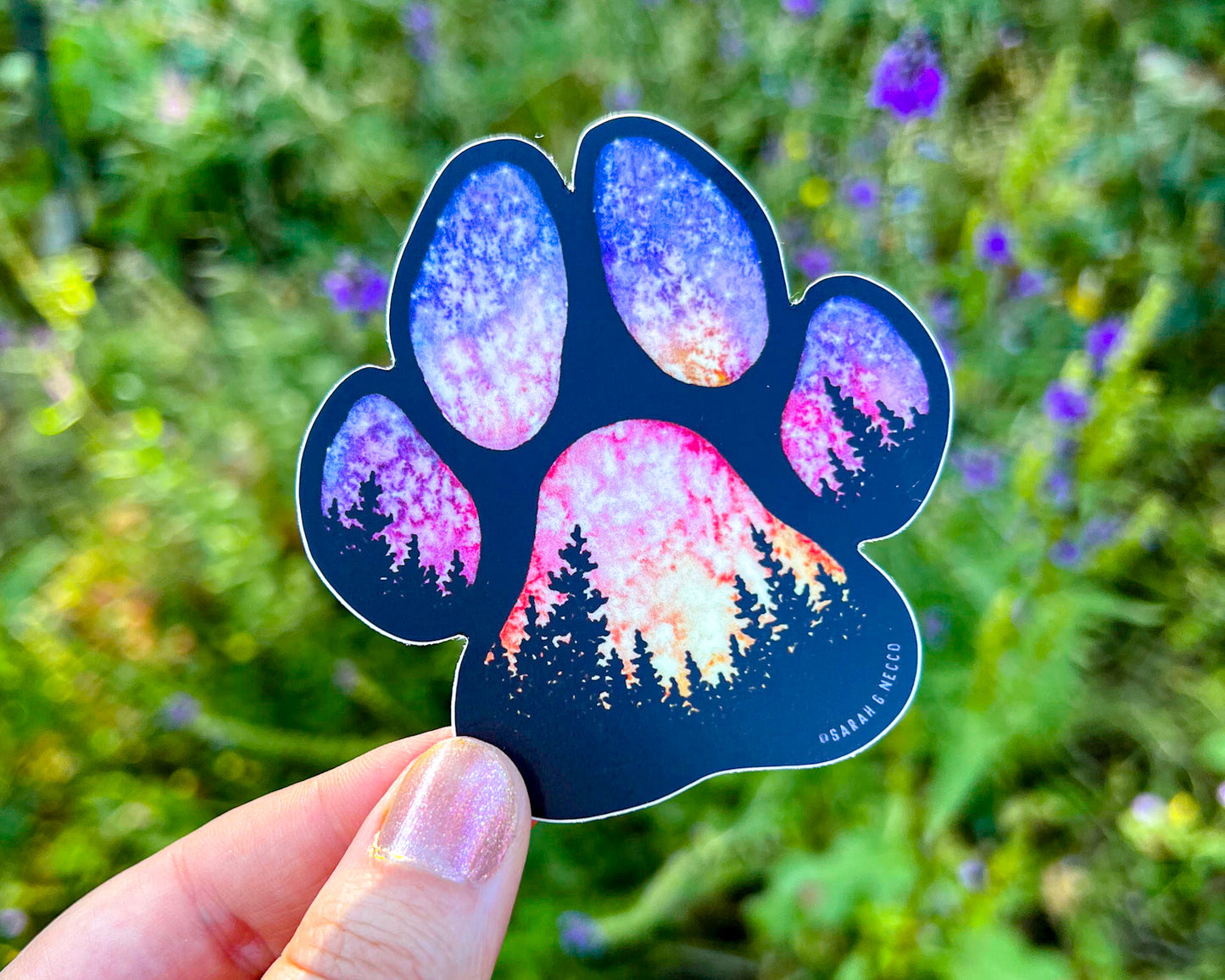 Sunset Forest Dog Paw, 3” Die-cut Sticker