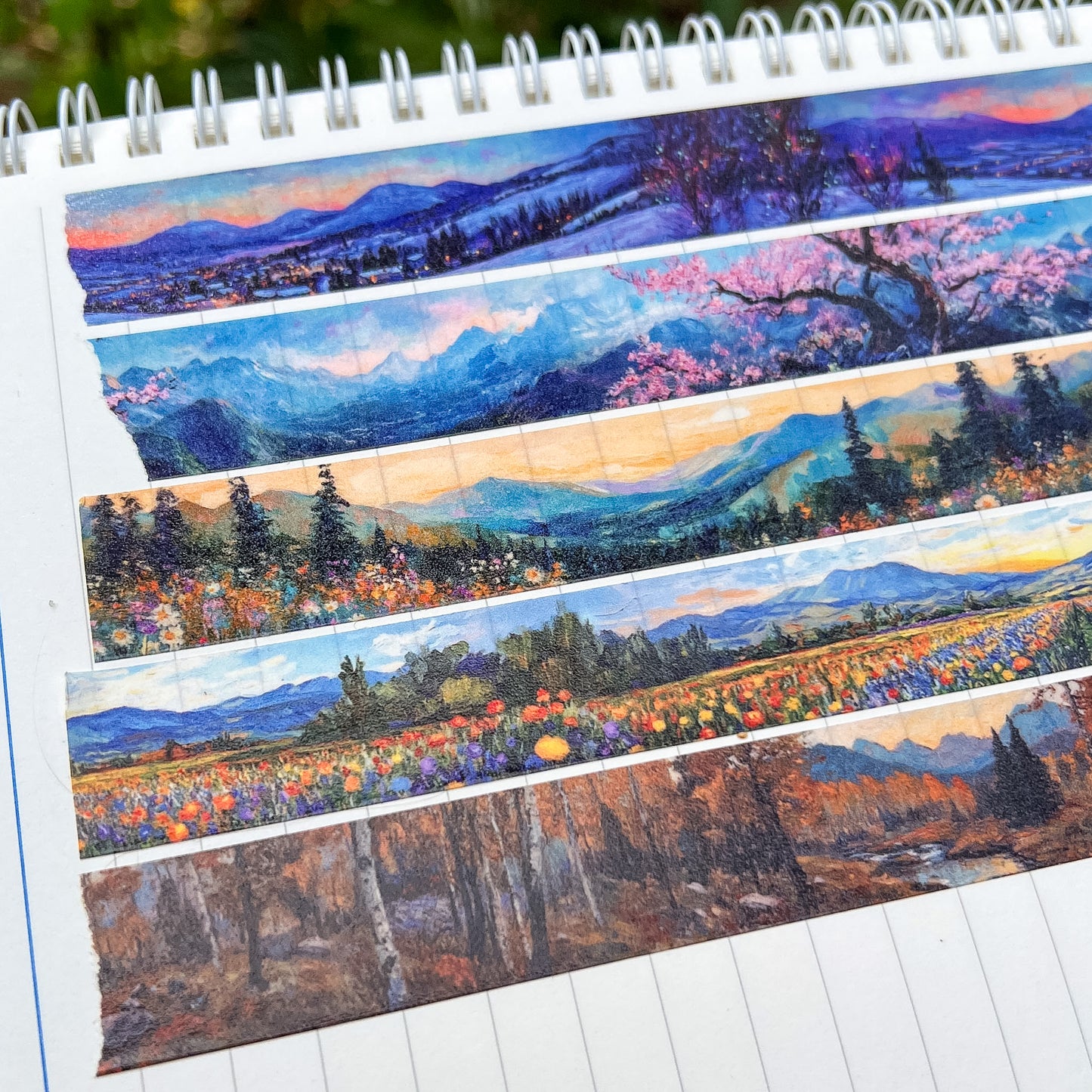 Impressionist Art Landscape Washi Tape, Seasons Collection, 2cm x 10m Rolls