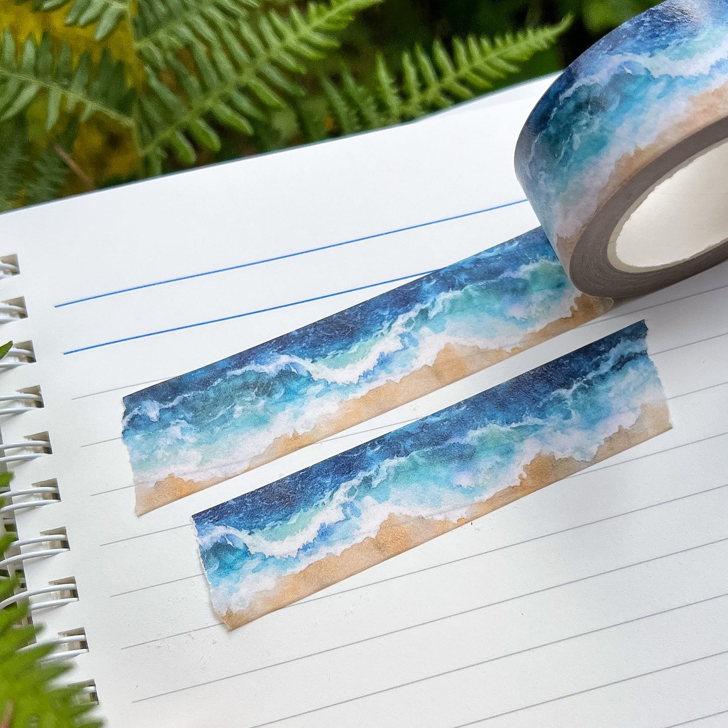 Ocean Waves Washi Tape, Single Roll 2cm Wide & 10m