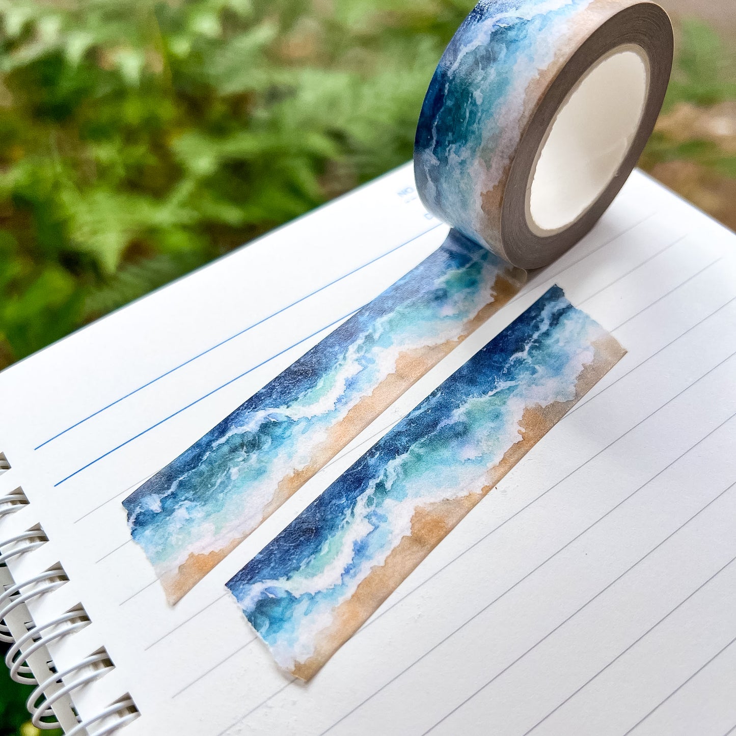 Ocean Waves Washi Tape, Single Roll 2cm Wide & 10m