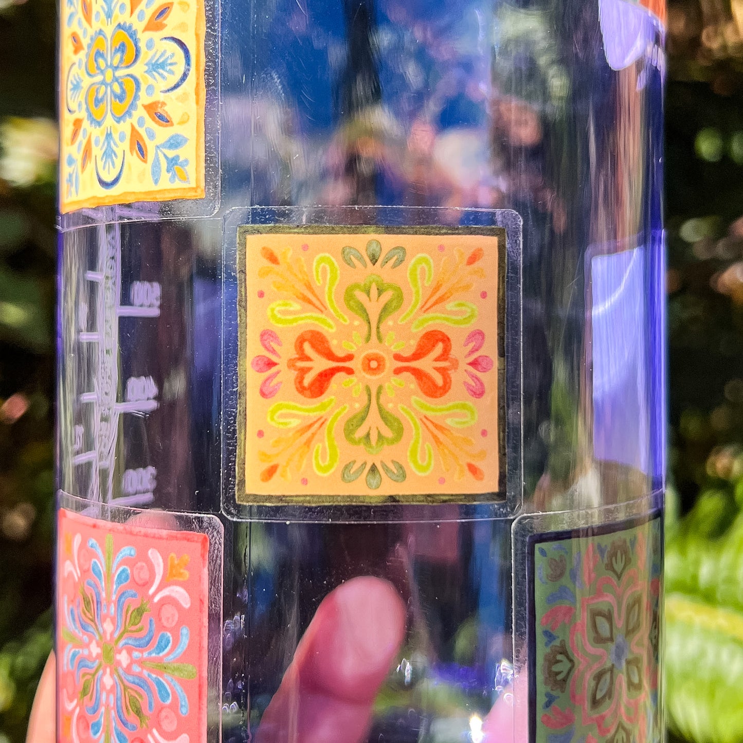 Set of 5 Watercolor Tiles, 1.5" Clear Vinyl, Waterproof & Dishwasher Safe
