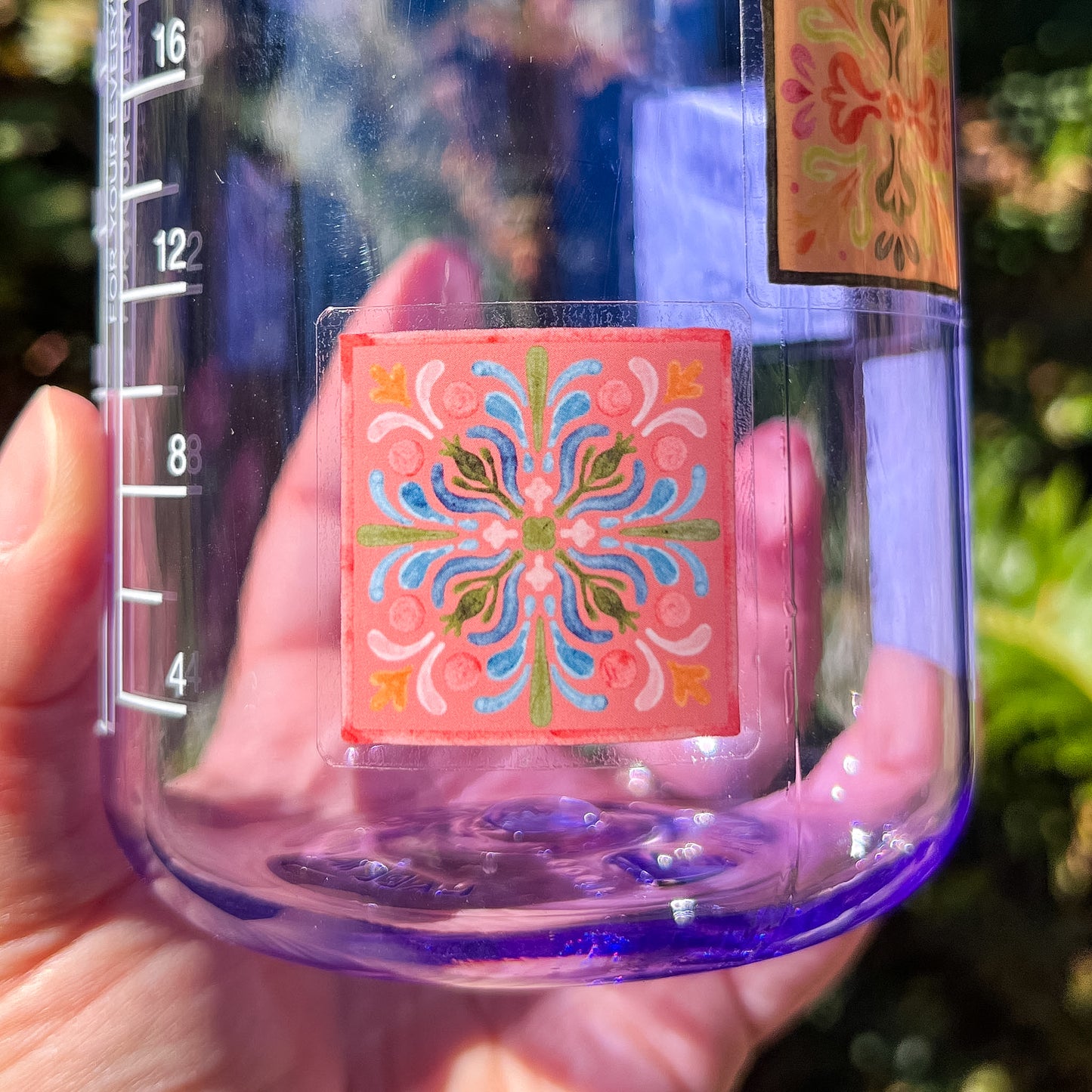 Set of 5 Watercolor Tiles, 1.5" Clear Vinyl, Waterproof & Dishwasher Safe