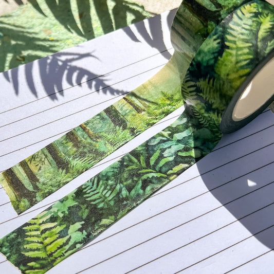 Evergreen Forest & Ferns Set, Premium Washi Tape Rolls Size 2cm Wide by 10m Long
