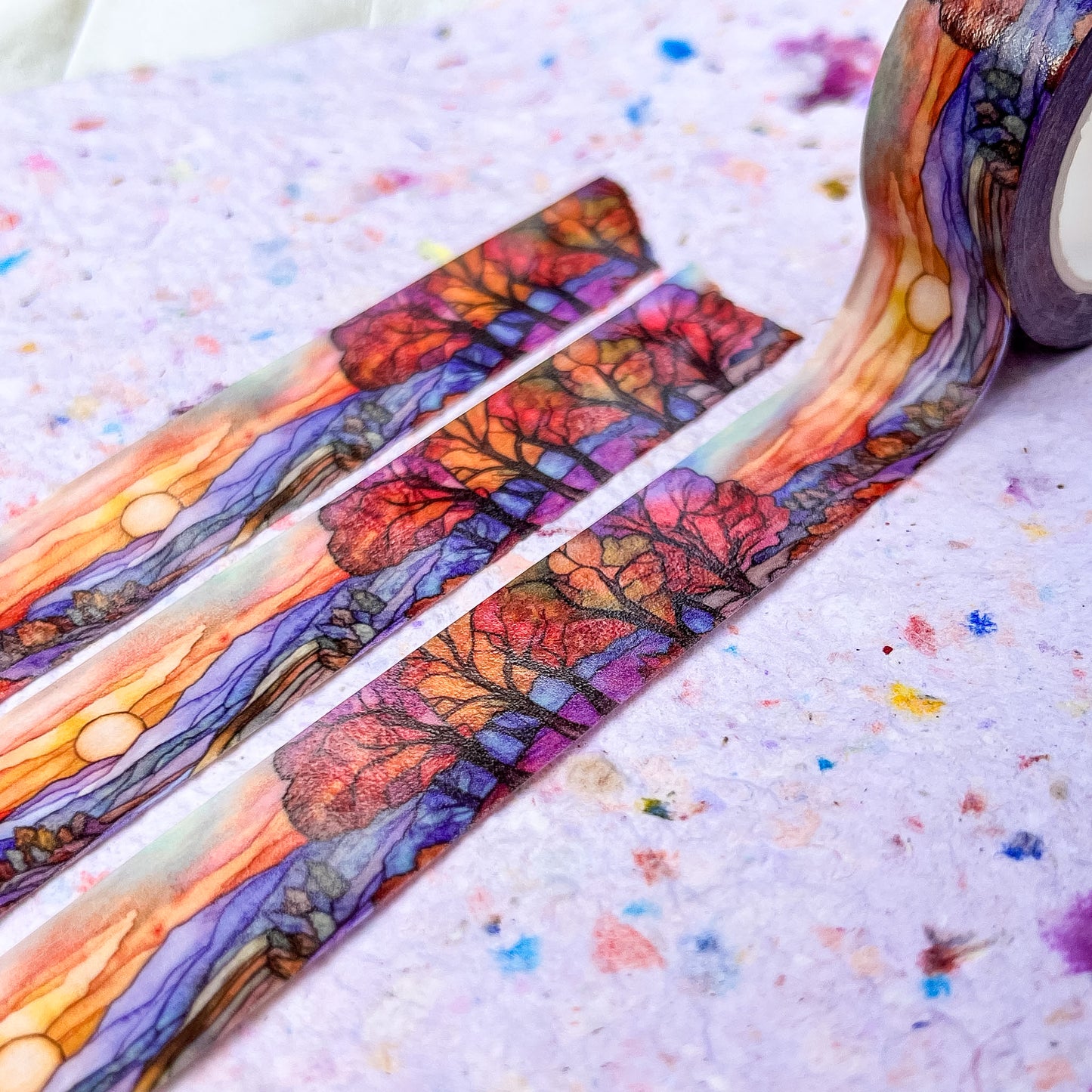 Fall Stained Glass Washi Tape, High Quality Tape, Roll Size 2cm Wide by 10m Long