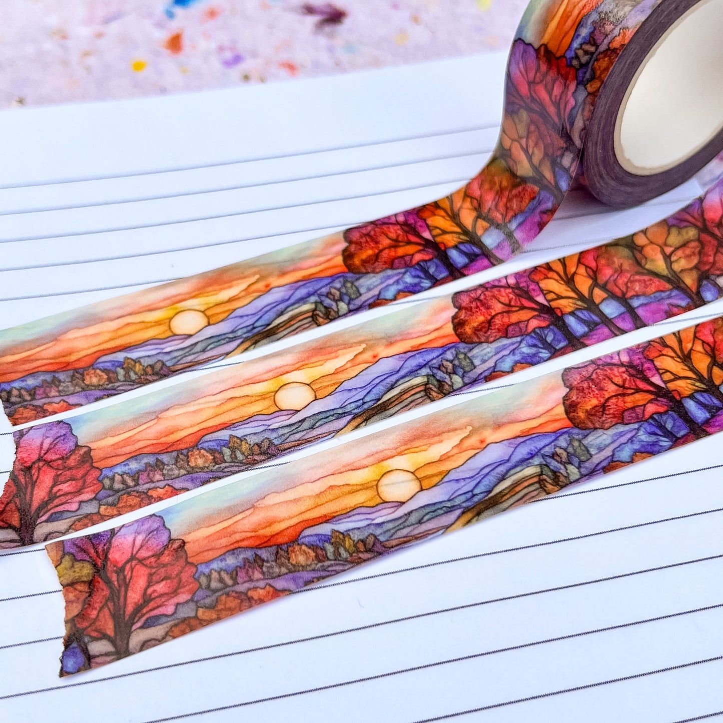 Fall Stained Glass Washi Tape, High Quality Tape, Roll Size 2cm Wide by 10m Long