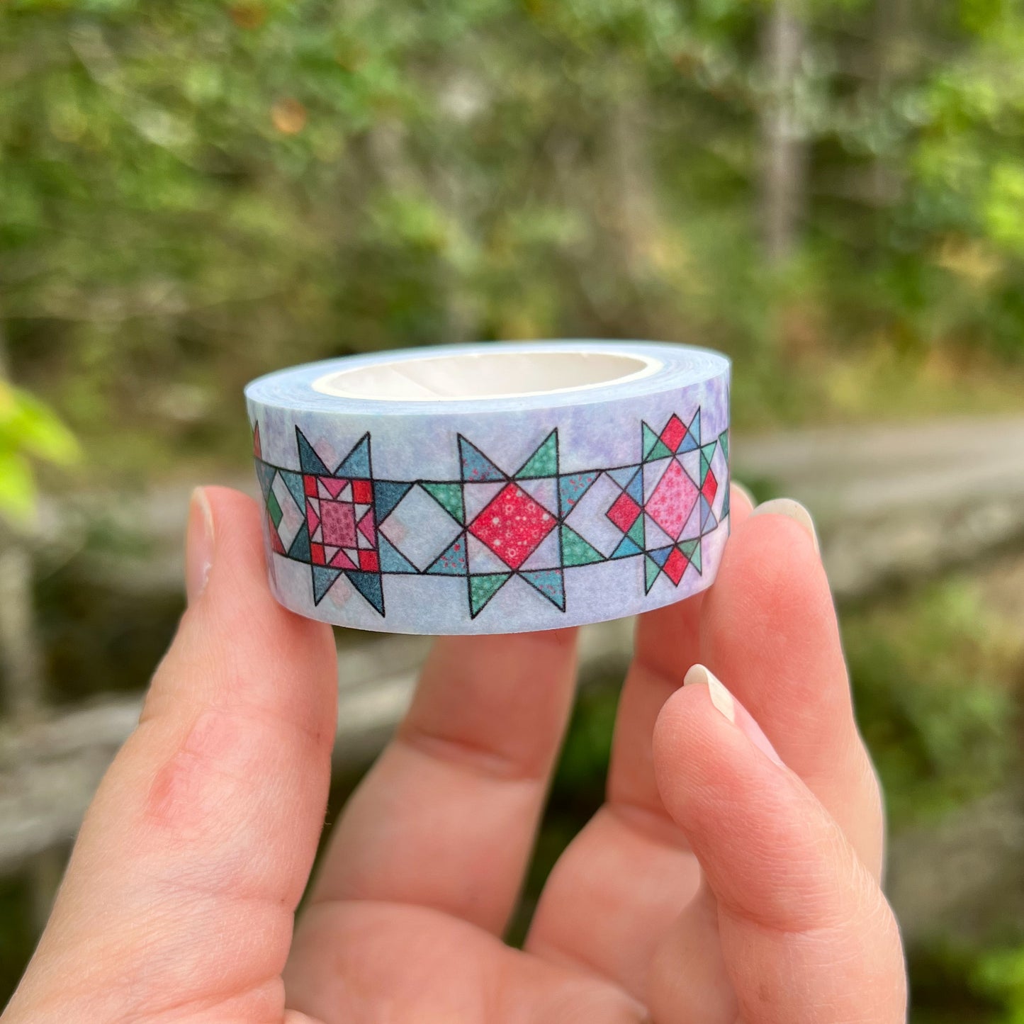 Pastel Quilt Stars Pink & Blue Set, Premium Washi Tape Rolls Size 2cm Wide by 10m Long