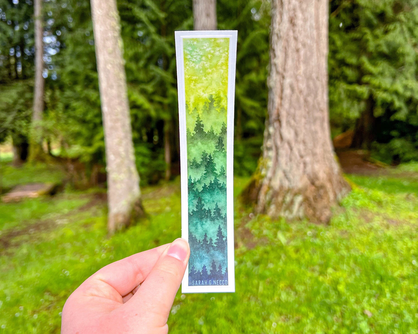 Ombré Evergreen Forest, 1"x7" Tallscape Sticker