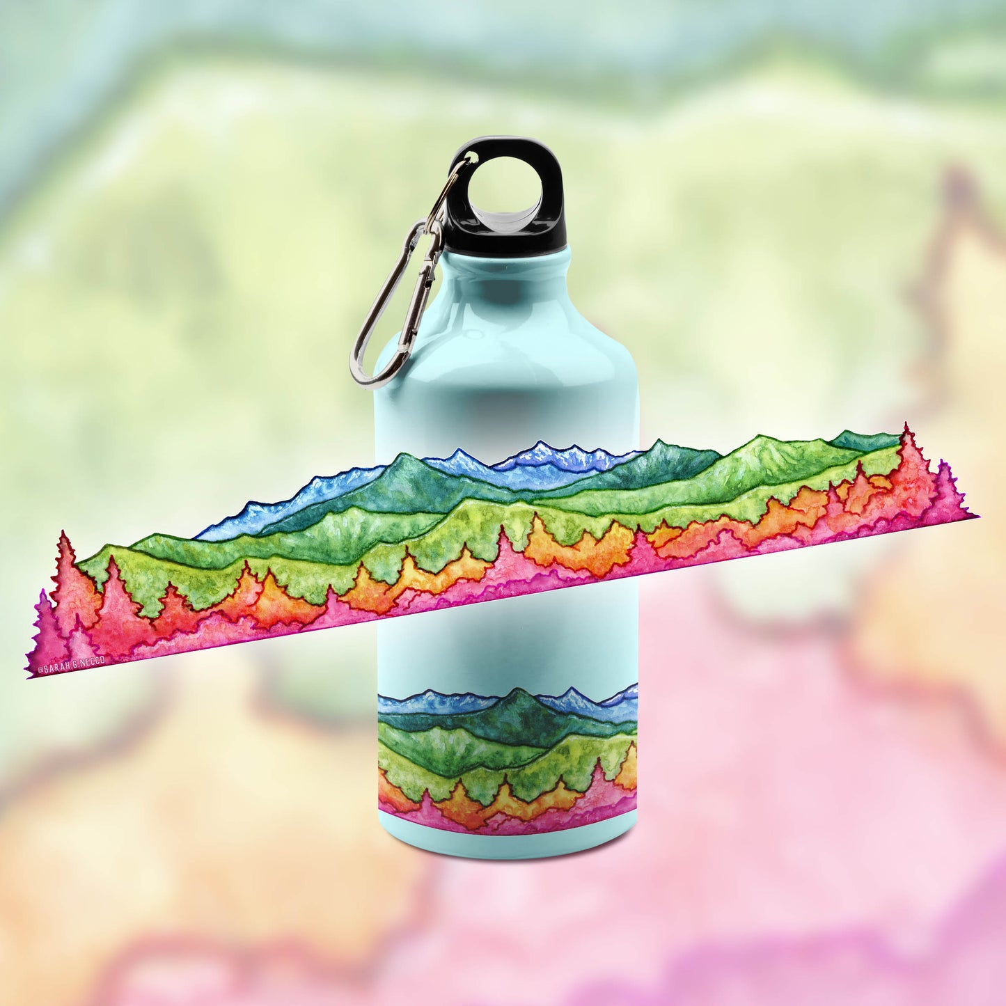 Rainbow Mountains, 12” Wrap Vinyl Die-Cut Sticker, Waterproof and Dishwasher Safe