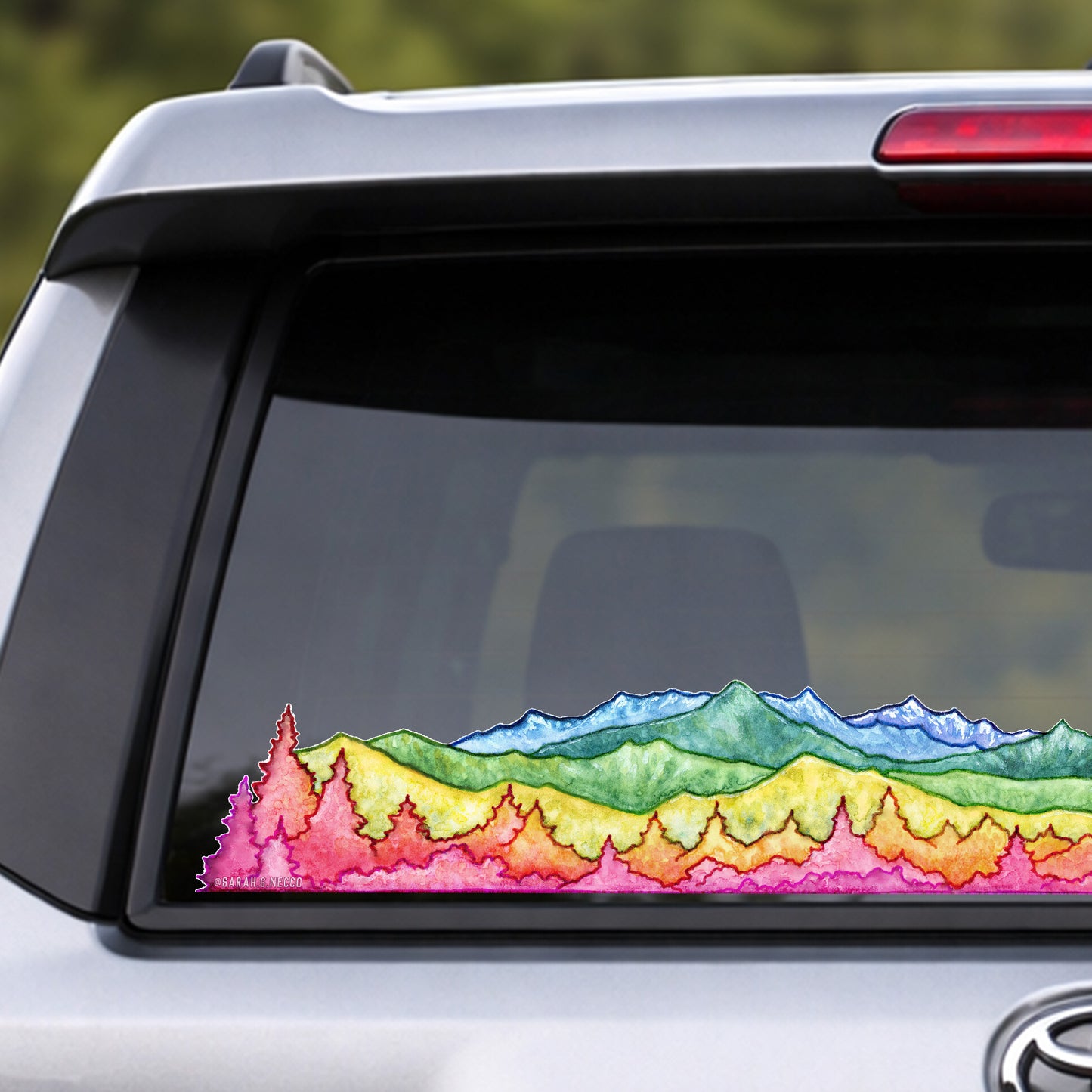 EXTRA LARGE Rainbow Mountains Landscape Wrap Sticker, 36" x 6” Clear Vinyl Die Cut Sticker, Waterproof and Weatherproof Safe