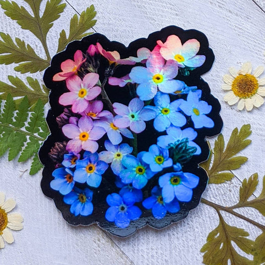 Forget-Me-Nots, Vinyl 3" Sticker, Holographic Photo