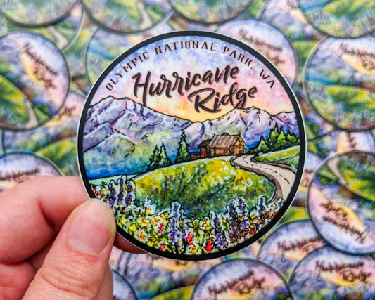 Hurricane Ridge, Olympic National Park, 3" Vinyl Circle Sticker