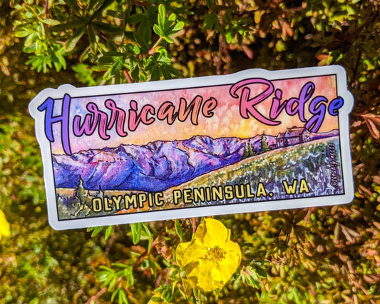 Hurricane Ridge Mountainscape, Olympic National Park Vinyl 3" Die-Cut Sticker