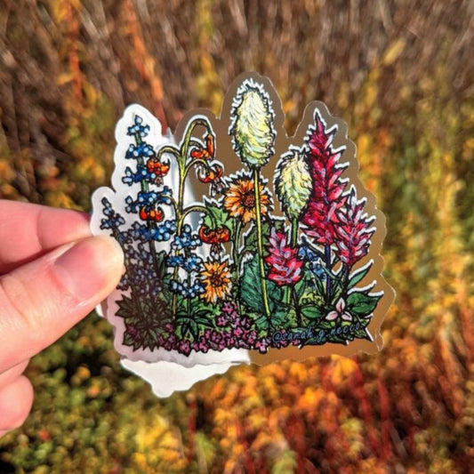 Pacific Northwest Wildflowers, 3" Clear Vinyl Sticker