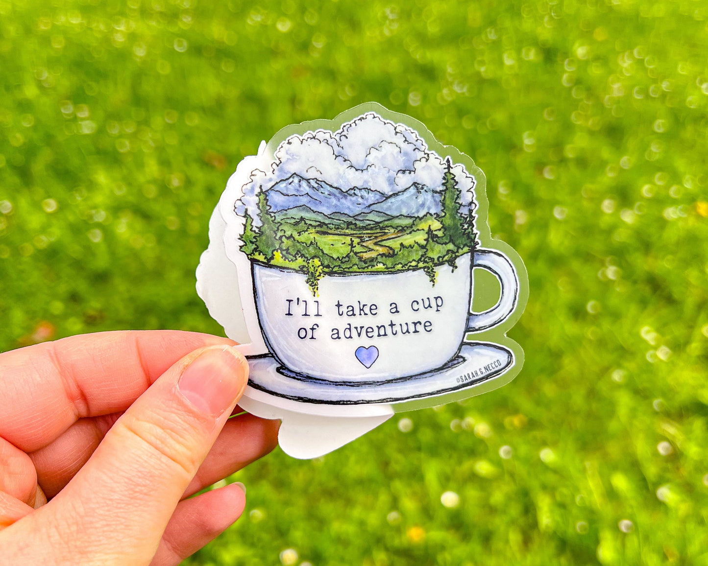 Cup of Adventure, 3" Die-Cut Clear Vinyl Sticker