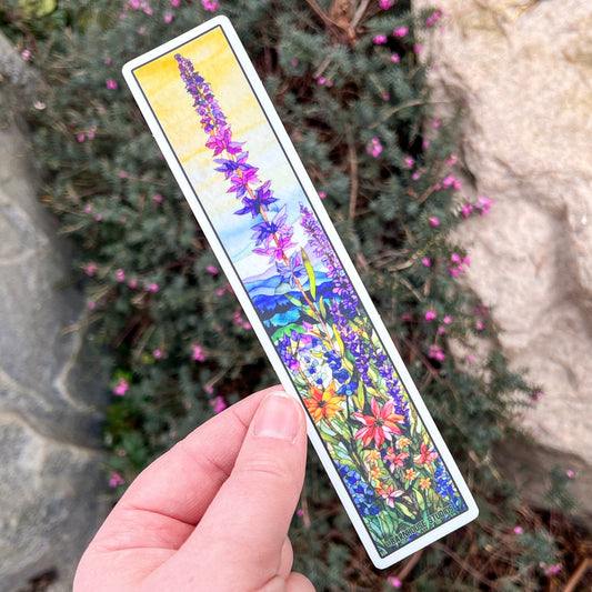 Stained Glass Flowers Tallscape™ Sticker, Matte Vinyl 1.5”x7"