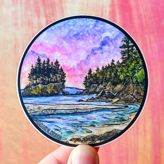 Salt Creek Beach at Sunset, 3” Vinyl Circle Sticker