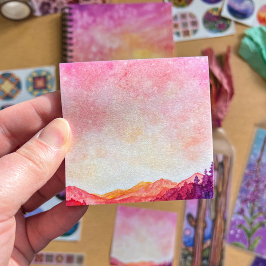 Sunset Mountains Sticky-Notes, 3”x3” Pad with 50 Sheets