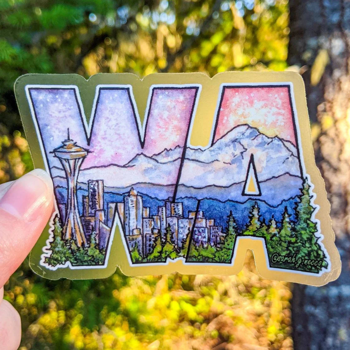 Washington State Landscape Letters, Clear Vinyl Die-Cut Sticker ...