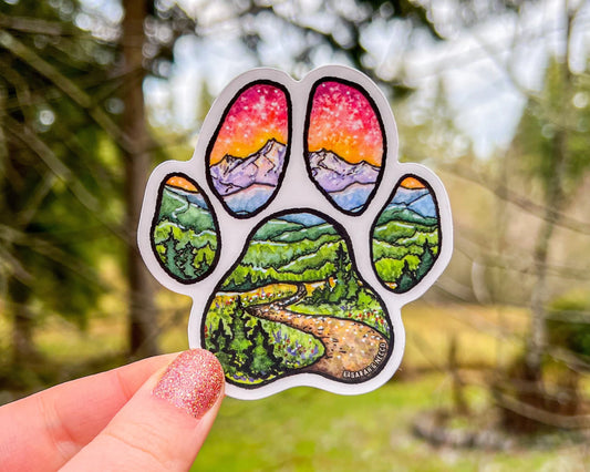 Adventure Buddy Paw, 3" Clear Vinyl Sticker