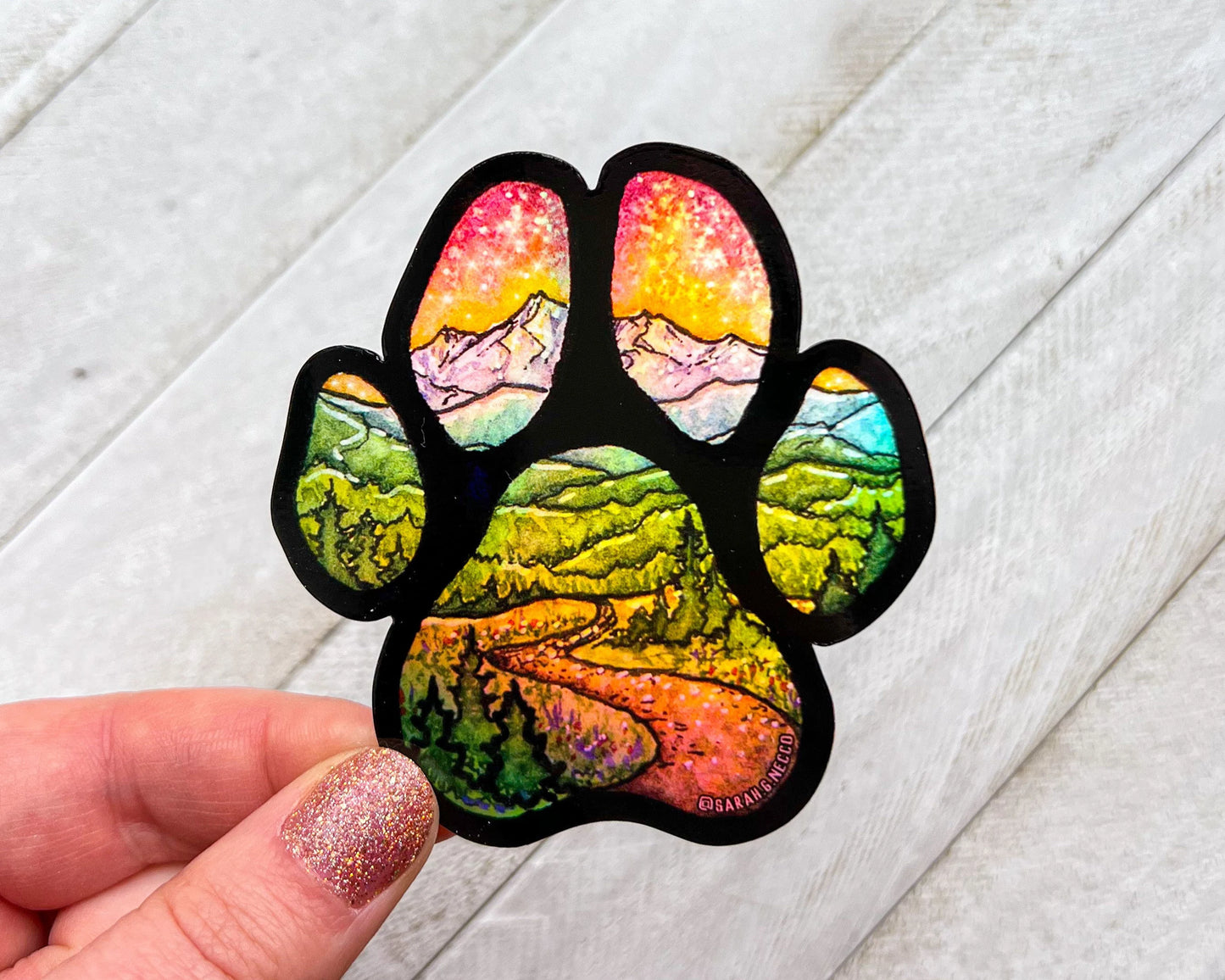 Adventure Buddy Paw, 3" Holographic Rainbow Vinyl Sticker