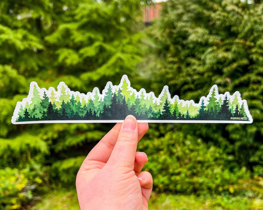 Evergreen Treescape, 2"x10" Clear Wrap Vinyl Sticker