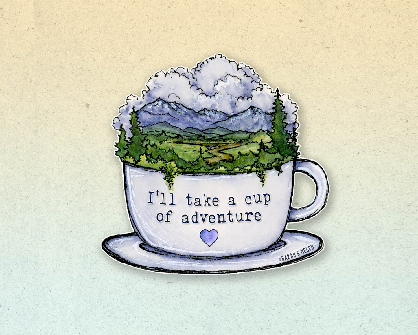 Cup of Adventure, 3" Die-Cut Clear Vinyl Sticker