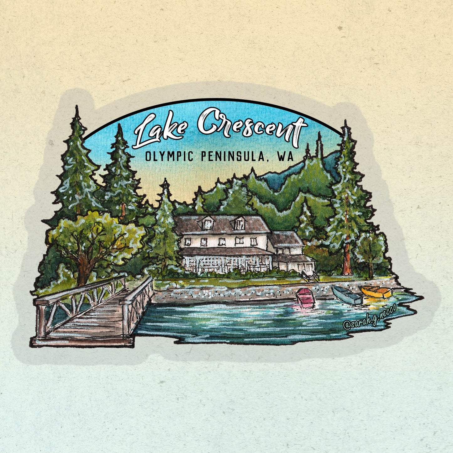 Lake Crescent Lodge ONP, 3" Die-Cut Sticker