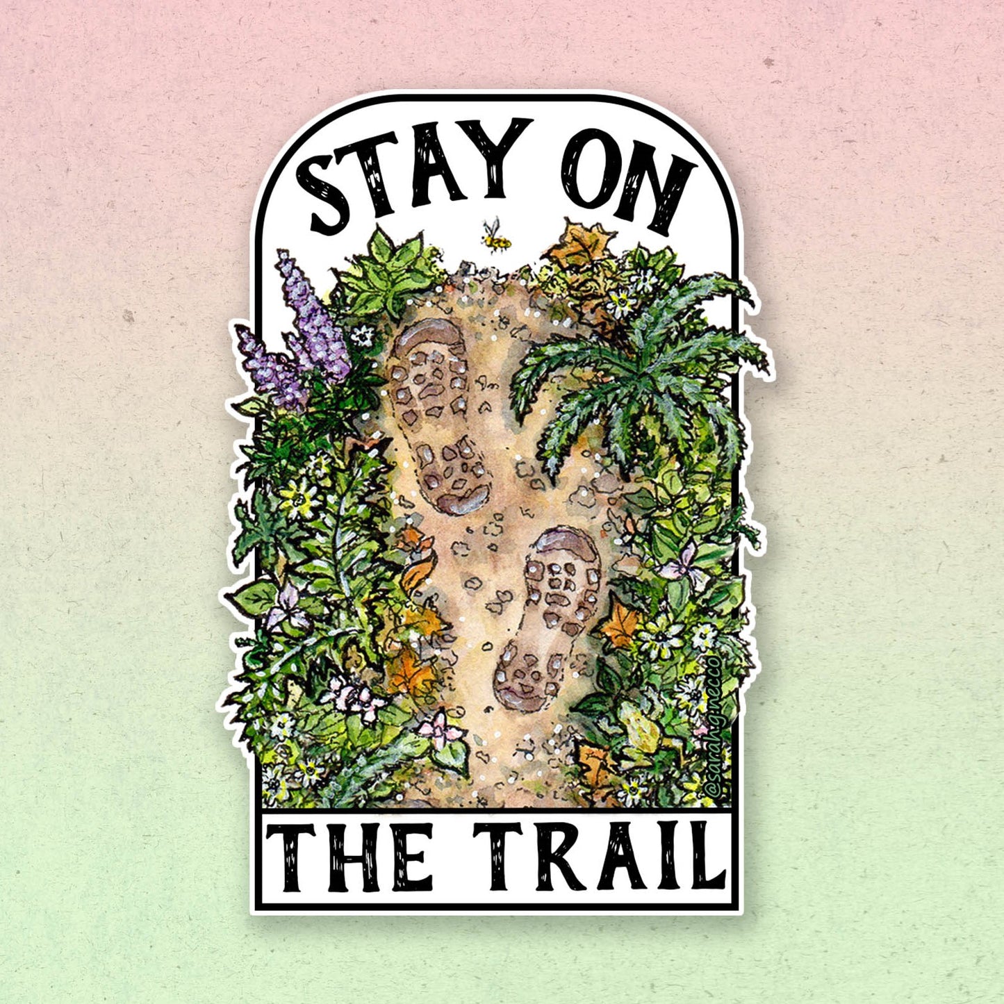 Stay on The Trail, 4" Die-Cut Vinyl Sticker