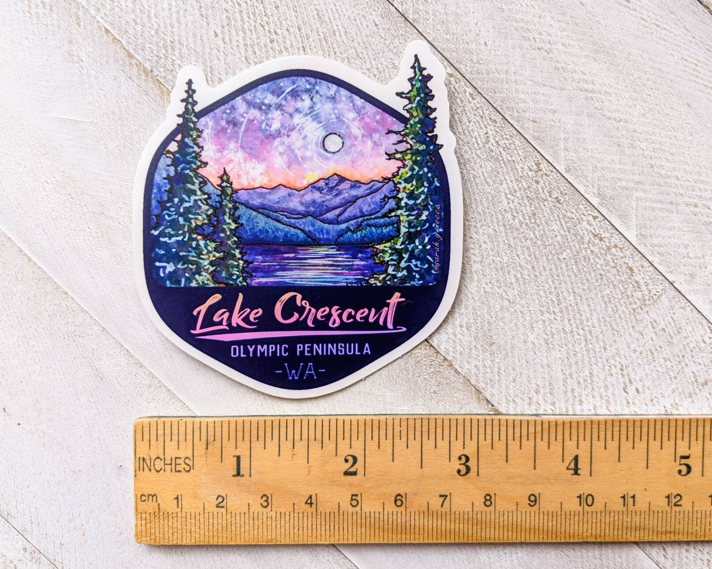 Lake Crescent WA, Vinyl 3" Die-Cut Sticker