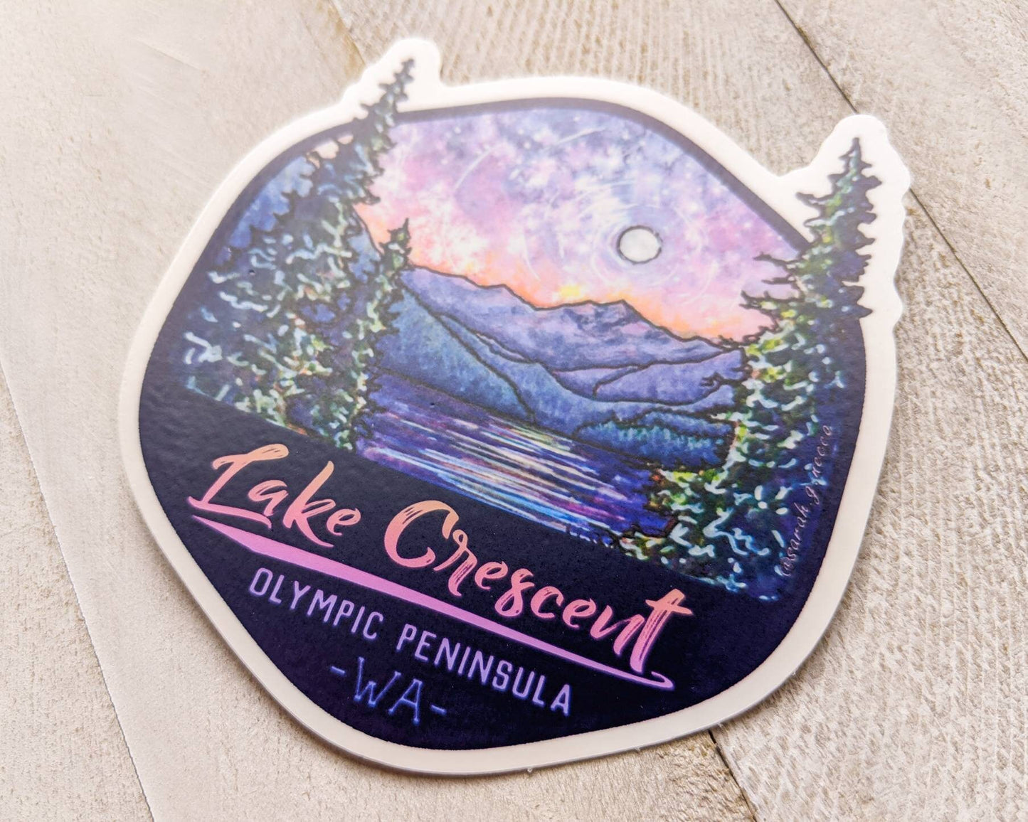 Lake Crescent WA, Vinyl 3" Die-Cut Sticker