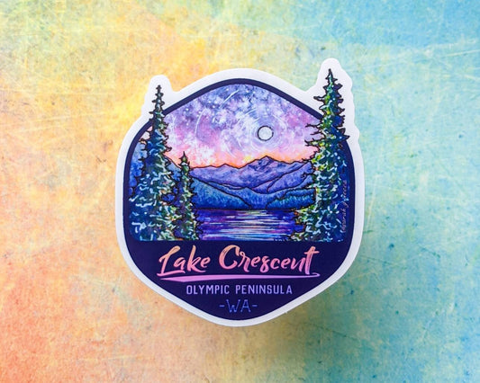 Lake Crescent WA, Vinyl 3" Die-Cut Sticker