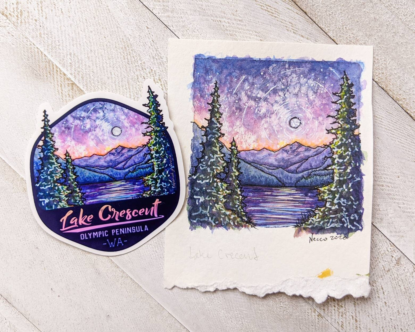 Lake Crescent WA, Vinyl 3" Die-Cut Sticker