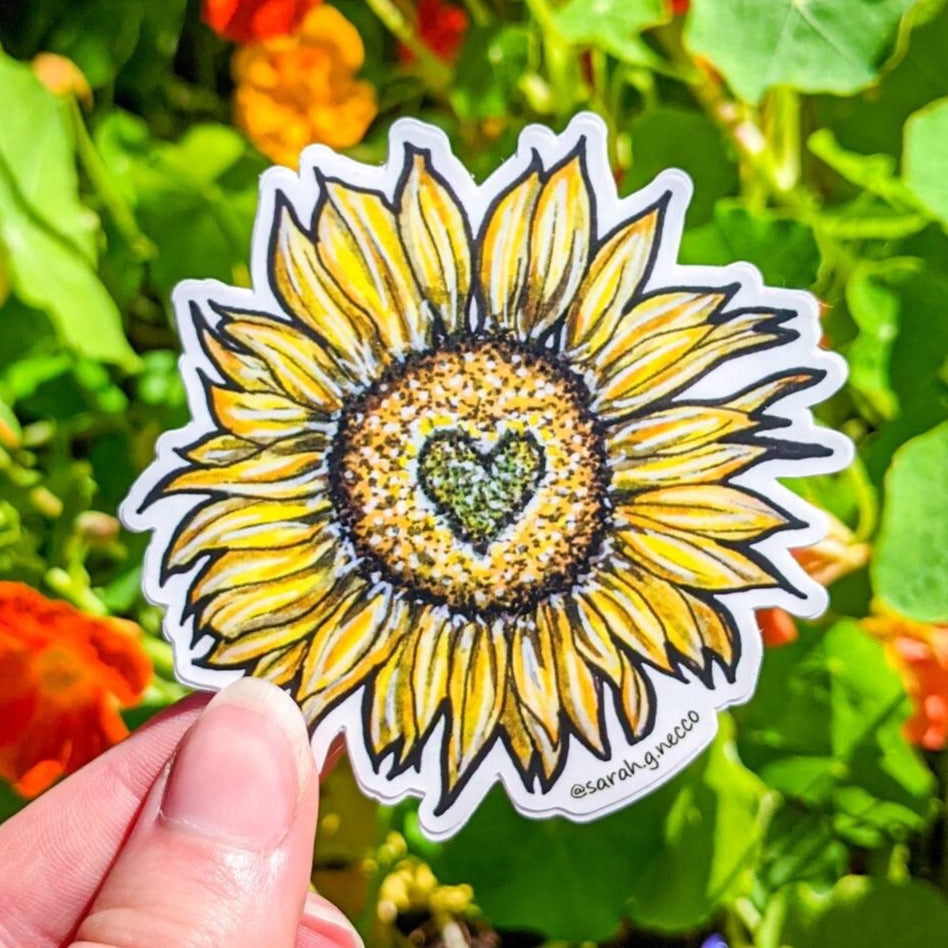 Sunflower Love, 3" Vinyl Die-Cut Sticker